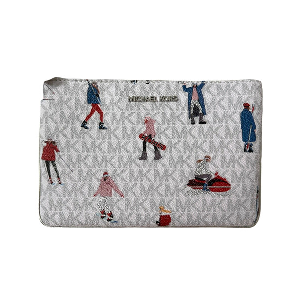 Michael Kors JET SET GIRLS Wristlet Trio Makeup Bags Wallet Case White/Multi - Picture 5 of 11